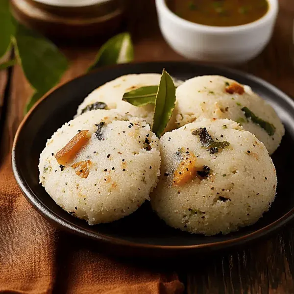 Soft rava idli served with chutney